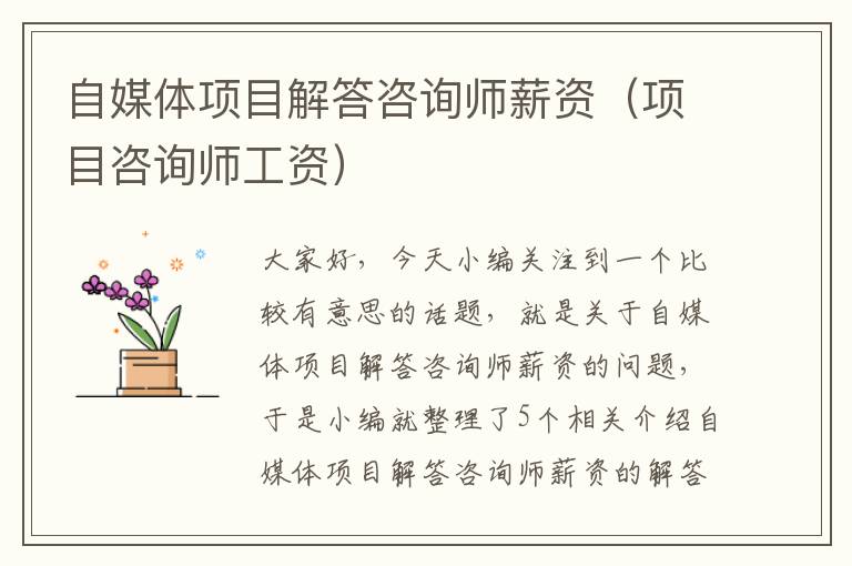 自媒体项目解答咨询师薪资（项目咨询师工资）