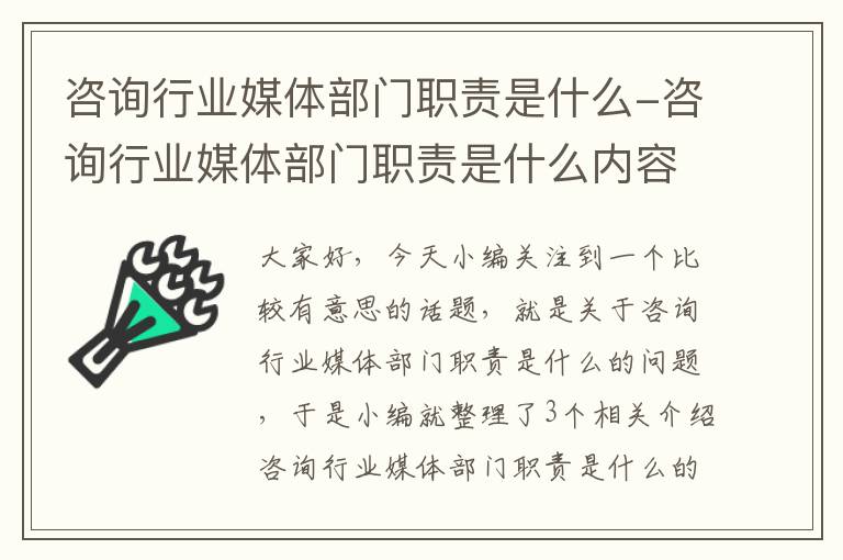 咨询行业媒体部门职责是什么-咨询行业媒体部门职责是什么内容