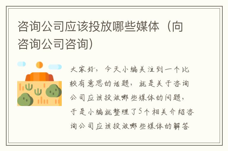 咨询公司应该投放哪些媒体（向咨询公司咨询）