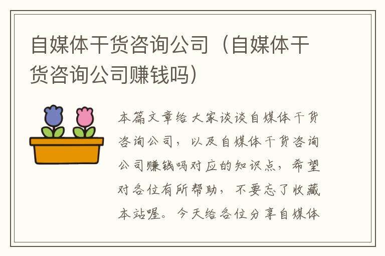 自媒体干货咨询公司（自媒体干货咨询公司赚钱吗）