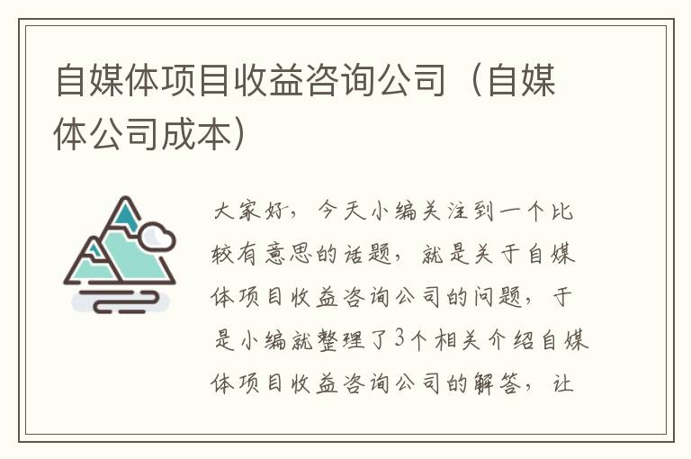 自媒体项目收益咨询公司（自媒体公司成本）