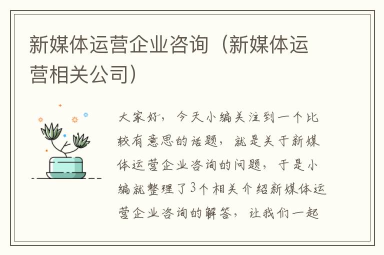 新媒体运营企业咨询（新媒体运营相关公司）