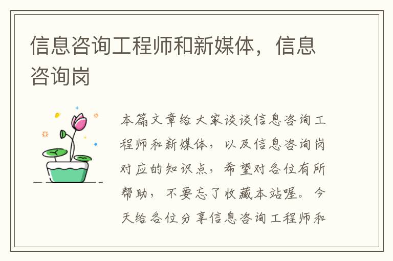 信息咨询工程师和新媒体，信息咨询岗