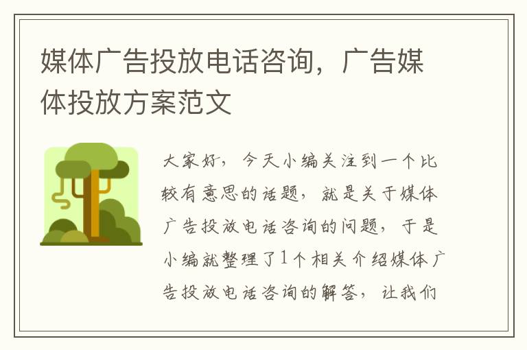 媒体广告投放电话咨询，广告媒体投放方案范文