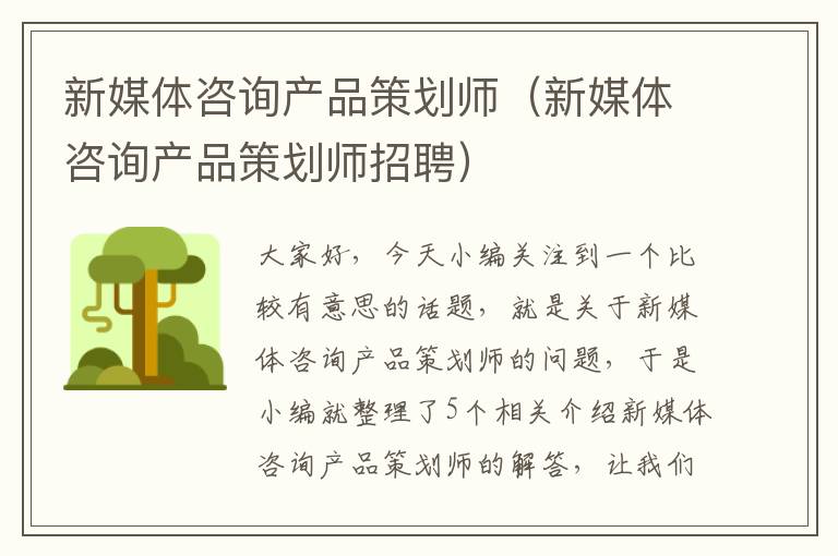 新媒体咨询产品策划师（新媒体咨询产品策划师招聘）