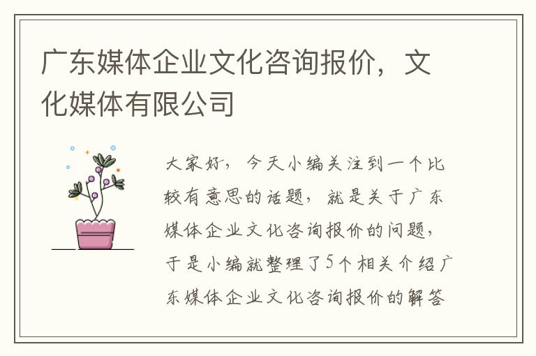 广东媒体企业文化咨询报价，文化媒体有限公司