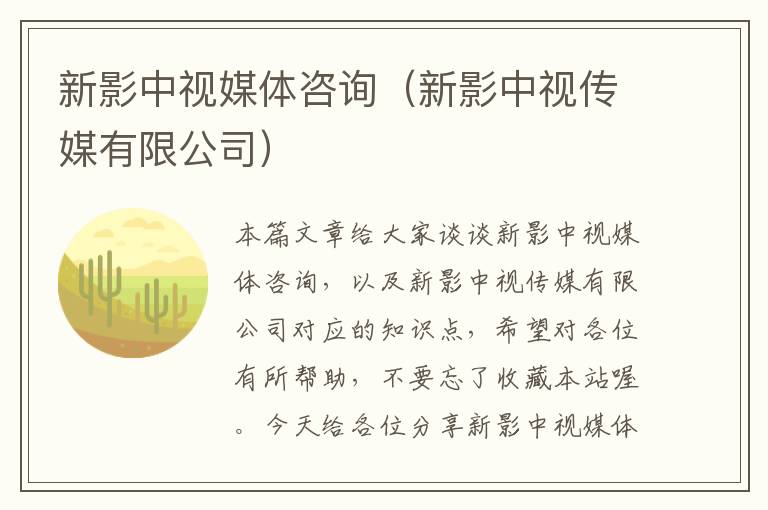 新影中视媒体咨询（新影中视传媒有限公司）