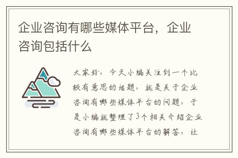 企业咨询有哪些媒体平台，企业咨询包括什么