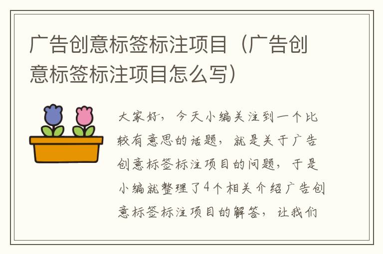 广告创意标签标注项目（广告创意标签标注项目怎么写）