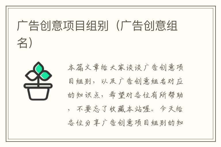 广告创意项目组别（广告创意组名）