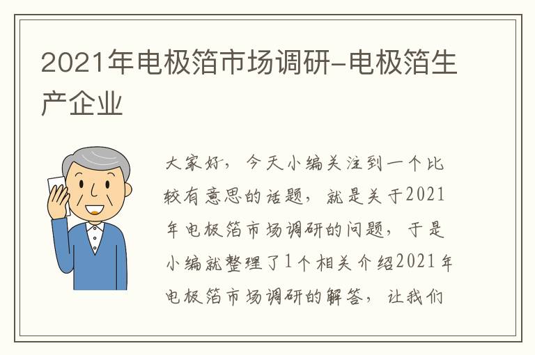 2021年电极箔市场调研-电极箔生产企业