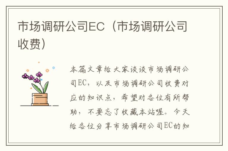 市场调研公司EC（市场调研公司收费）