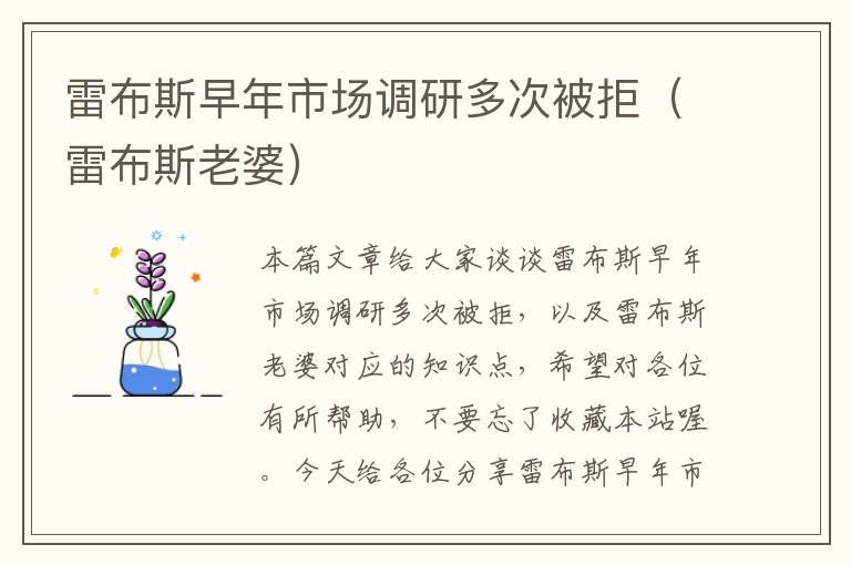 雷布斯早年市场调研多次被拒（雷布斯老婆）