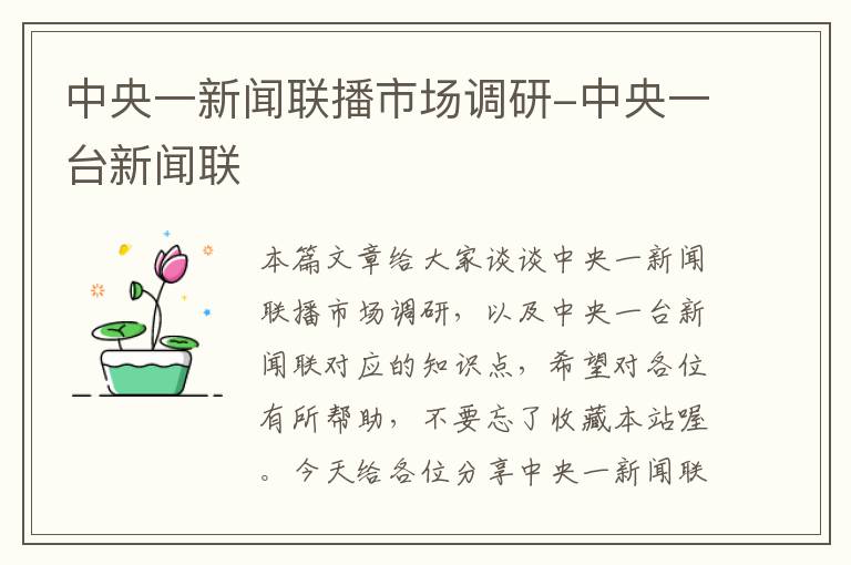 中央一新闻联播市场调研-中央一台新闻联