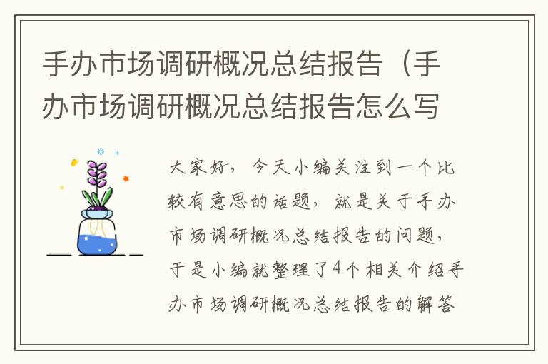 手办市场调研概况总结报告（手办市场调研概况总结报告怎么写）