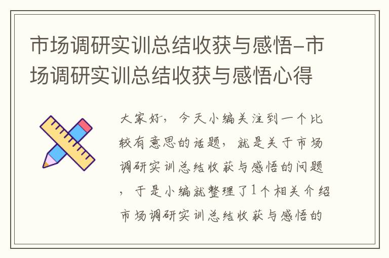 市场调研实训总结收获与感悟-市场调研实训总结收获与感悟心得