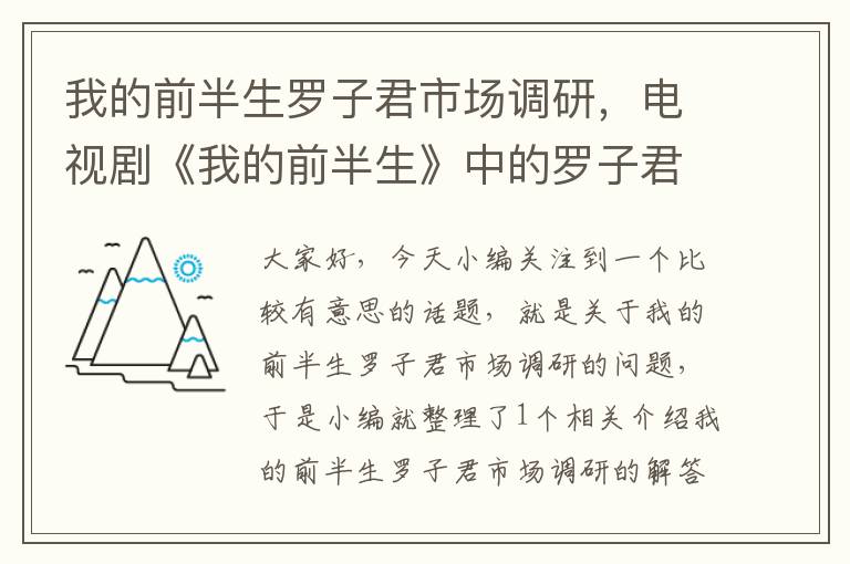 我的前半生罗子君市场调研，电视剧《我的前半生》中的罗子君