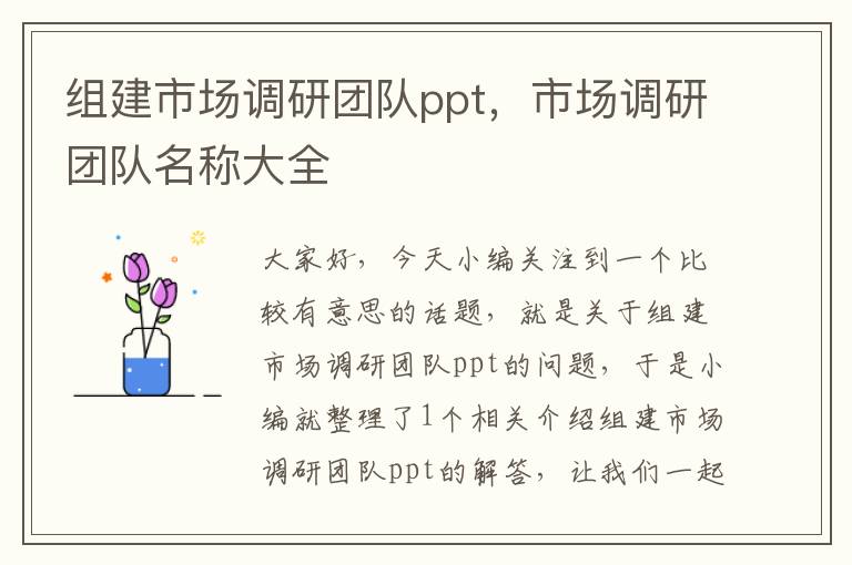 组建市场调研团队ppt，市场调研团队名称大全