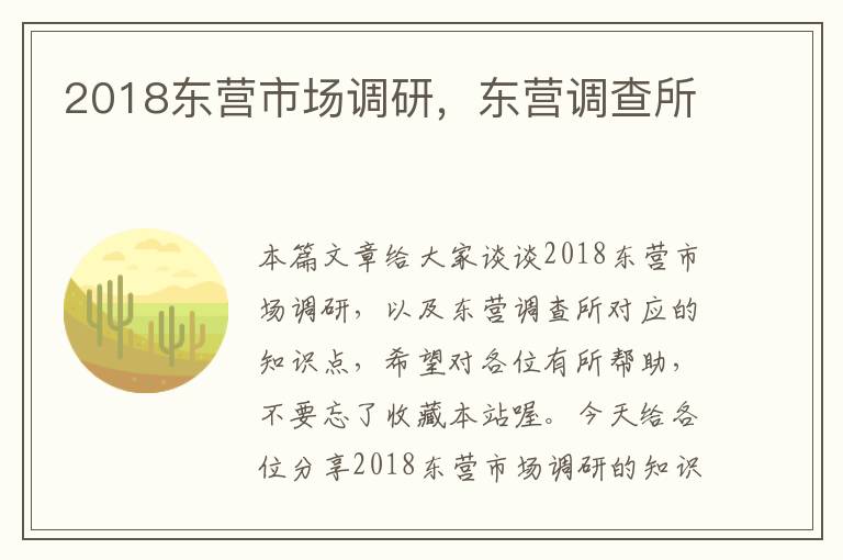 2018东营市场调研，东营调查所