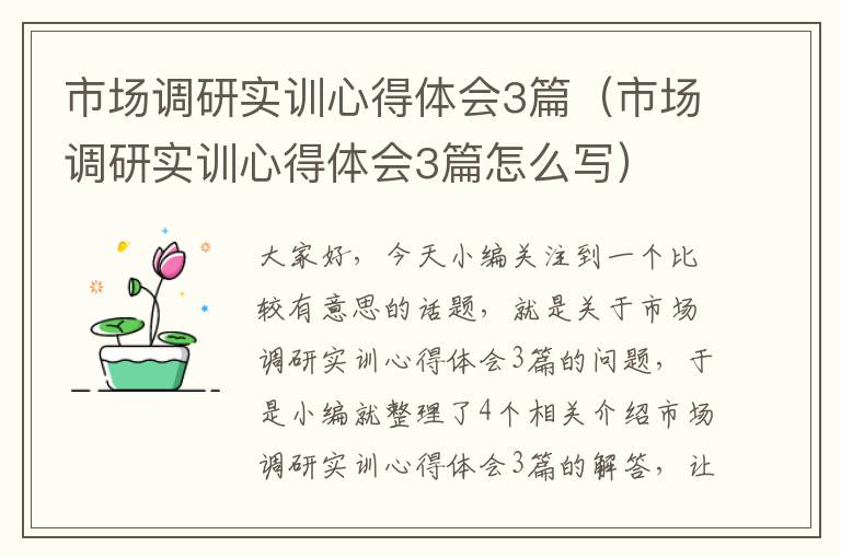 市场调研实训心得体会3篇（市场调研实训心得体会3篇怎么写）