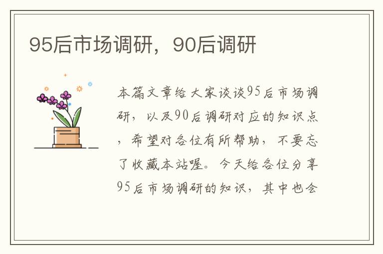 95后市场调研，90后调研