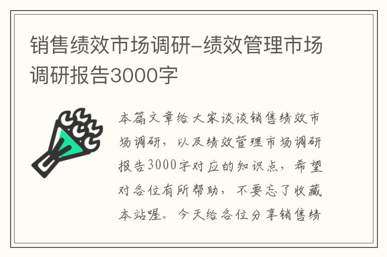 销售绩效市场调研-绩效管理市场调研报告3000字