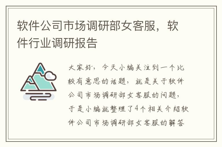 软件公司市场调研部女客服，软件行业调研报告