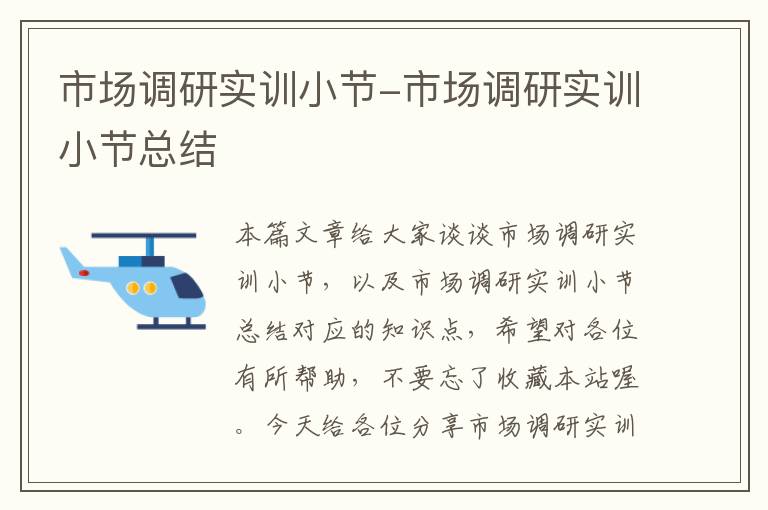 市场调研实训小节-市场调研实训小节总结