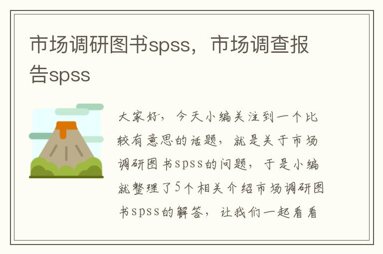 市场调研图书spss，市场调查报告spss