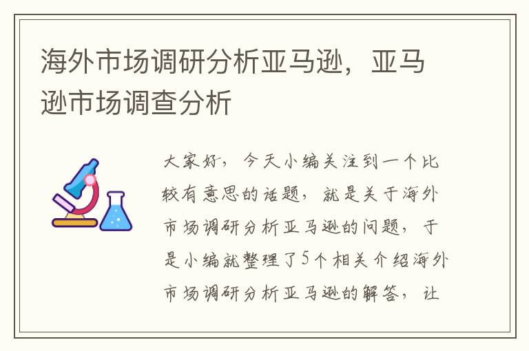 海外市场调研分析亚马逊，亚马逊市场调查分析