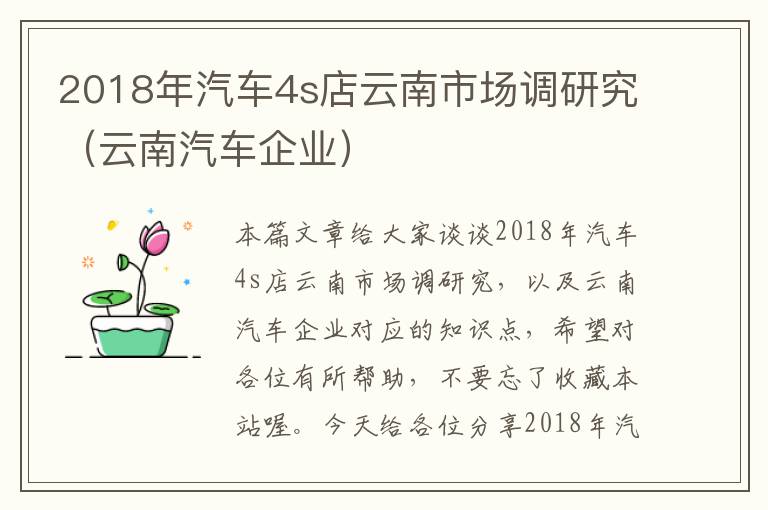 2018年汽车4s店云南市场调研究（云南汽车企业）