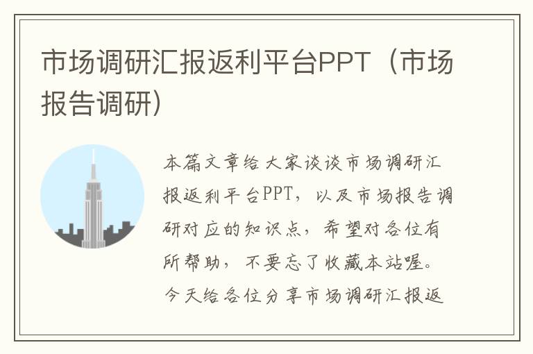 市场调研汇报返利平台PPT（市场报告调研）