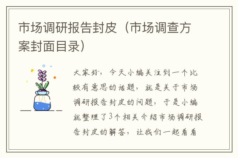 市场调研报告封皮（市场调查方案封面目录）