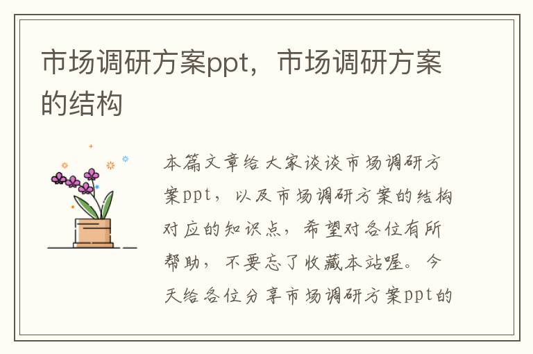 市场调研方案ppt，市场调研方案的结构