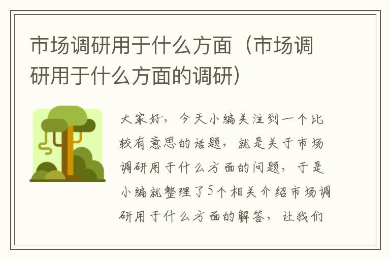 市场调研用于什么方面（市场调研用于什么方面的调研）