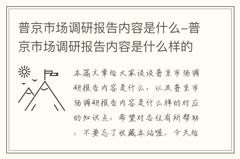 普京市场调研报告内容是什么-普京市场调研报告内容是什么样的