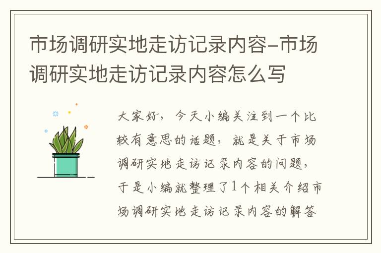 市场调研实地走访记录内容-市场调研实地走访记录内容怎么写