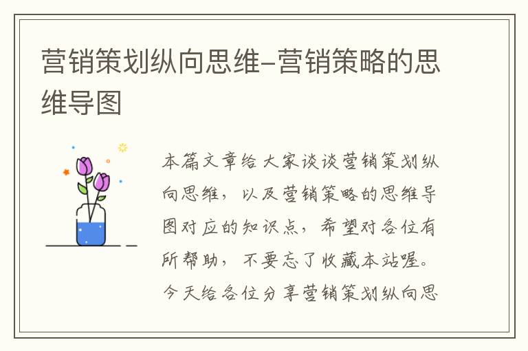 营销策划纵向思维-营销策略的思维导图