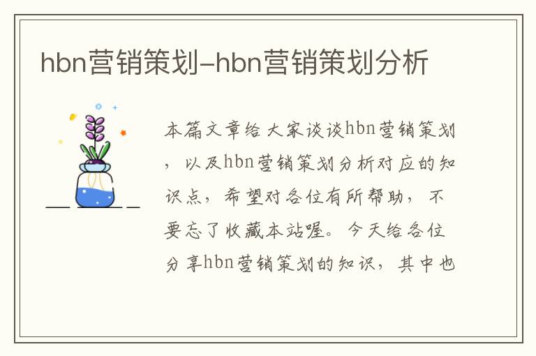 hbn营销策划-hbn营销策划分析