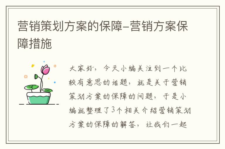 营销策划方案的保障-营销方案保障措施