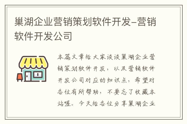 巢湖企业营销策划软件开发-营销软件开发公司