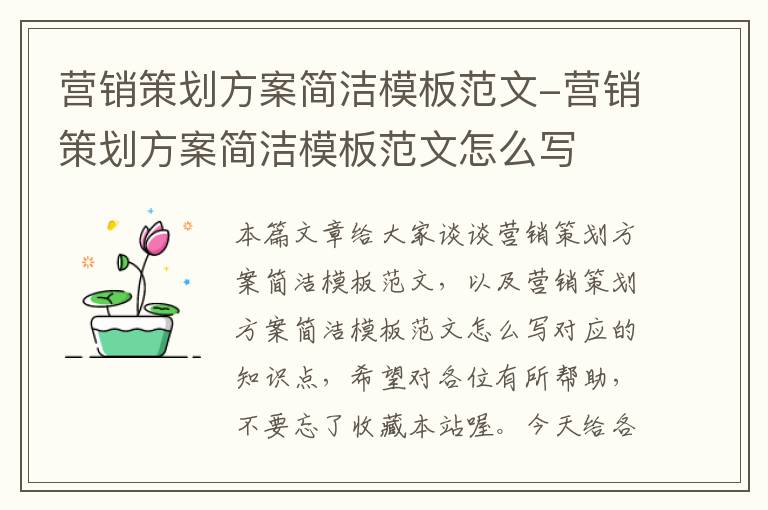 营销策划方案简洁模板范文-营销策划方案简洁模板范文怎么写