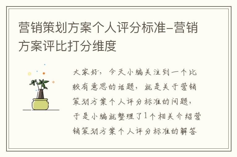 营销策划方案个人评分标准-营销方案评比打分维度