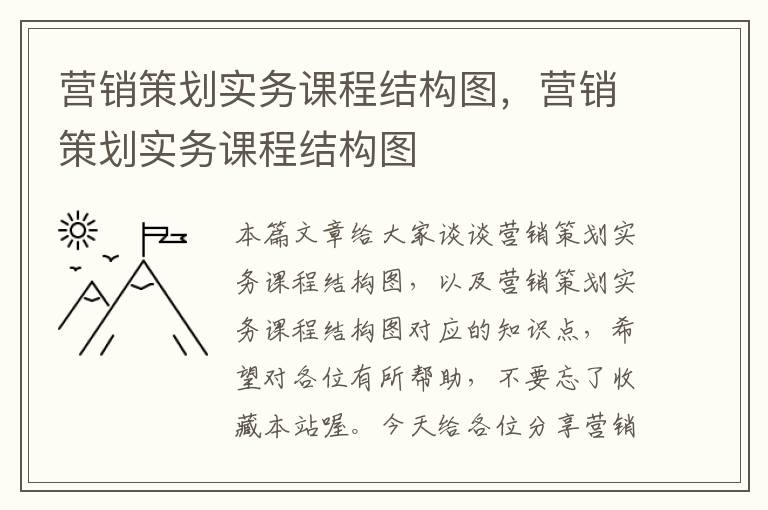 营销策划实务课程结构图，营销策划实务课程结构图