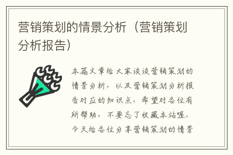 营销策划的情景分析（营销策划分析报告）