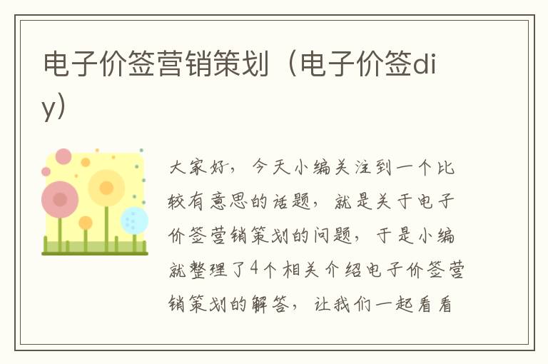 电子价签营销策划（电子价签diy）