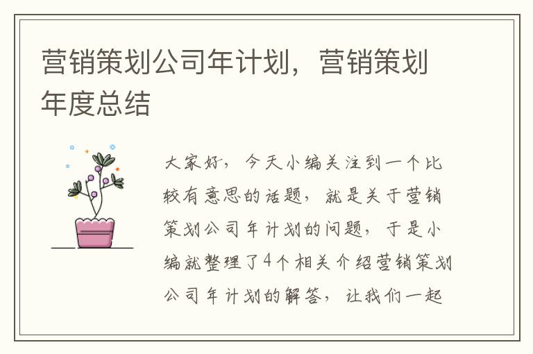 营销策划公司年计划，营销策划年度总结