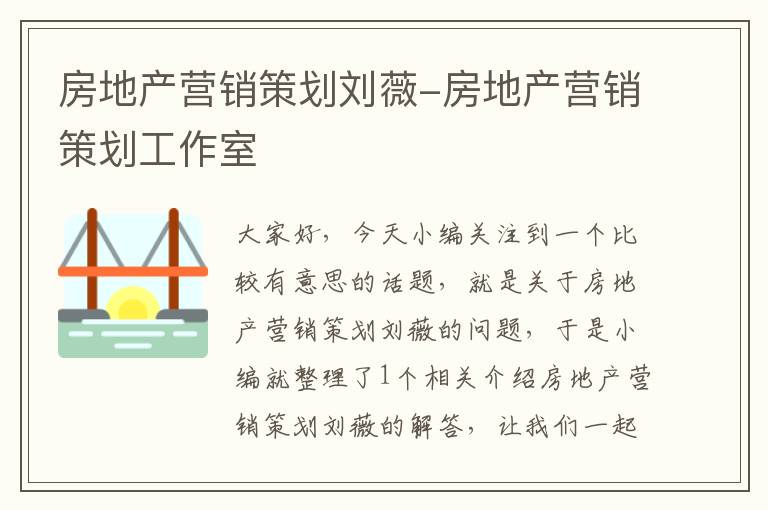 房地产营销策划刘薇-房地产营销策划工作室