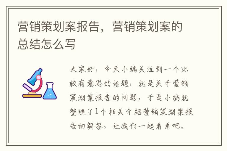 营销策划案报告，营销策划案的总结怎么写