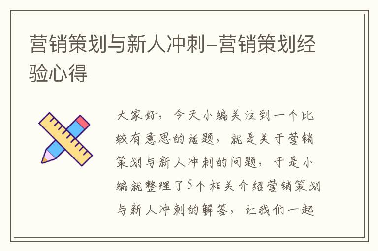 营销策划与新人冲刺-营销策划经验心得